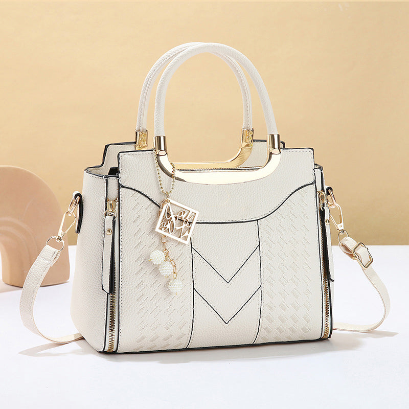 🥳New Arrival 40% OFF👜Women's V-Stitched Satchel – Gold Hardware, Multi-Compartment, Top-Handle 🌸