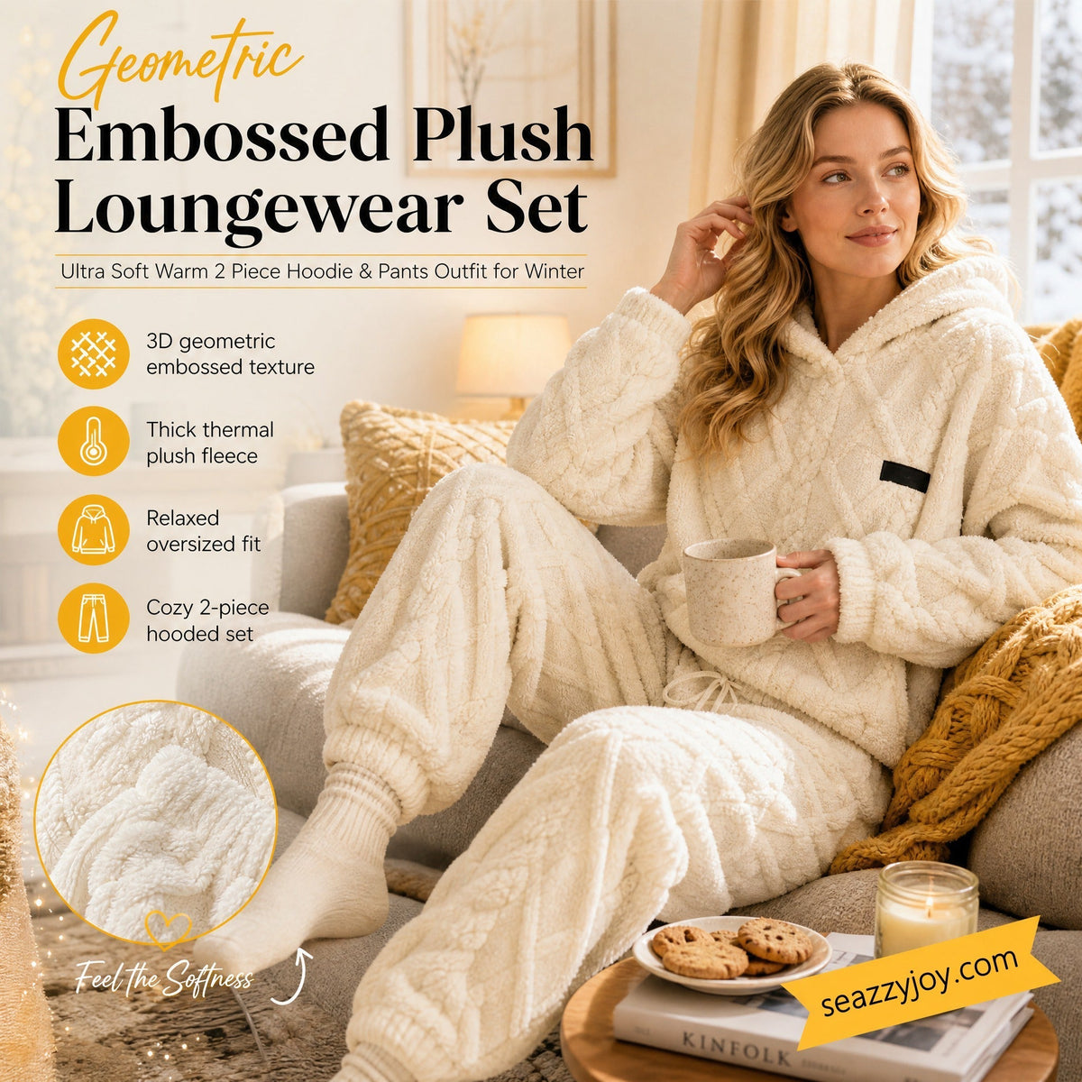 🔥 Embossed Geometric Plush Set – Timeless Comfort & Effortless Style For Every Occasion