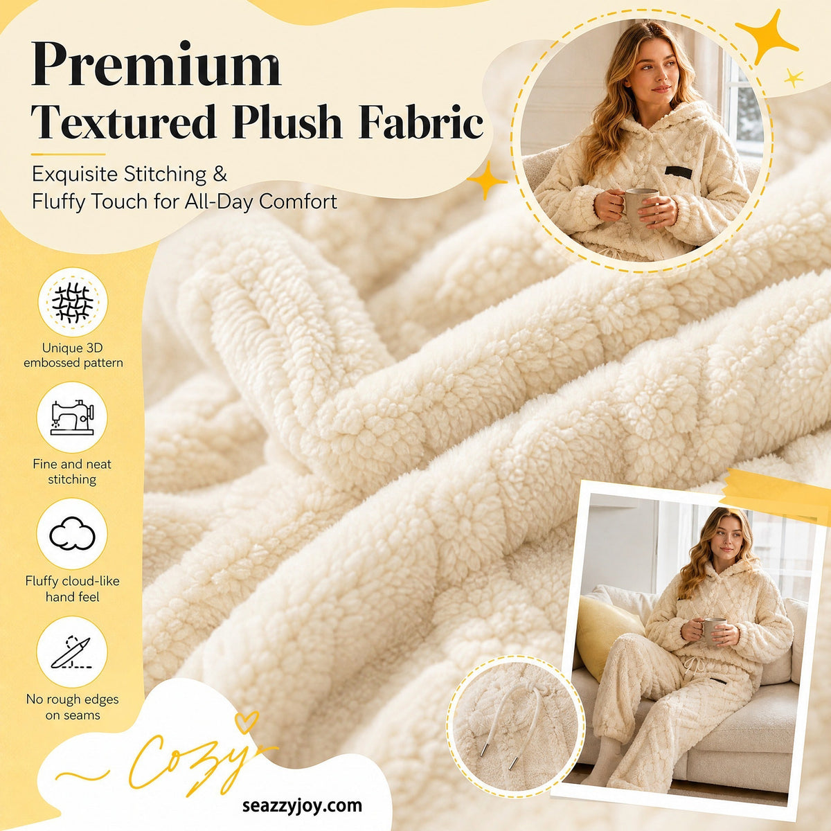 🔥 Embossed Geometric Plush Set – Timeless Comfort & Effortless Style For Every Occasion