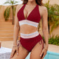 ⛱️ 💥Ofertă limitată la 50%🌺 Seturi de bikini cu blocuri de culori și talie înaltă pentru modelarea abdomenului 🌈👙