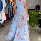 Rochie elegantă fără mâneci cu imprimeu floral și decolteu ascuțit