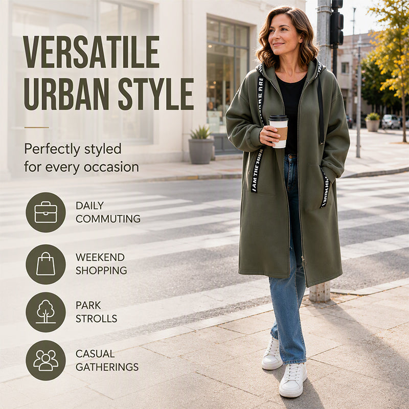 🎁🧥Women's Hooded Long Sweatshirt – Cozy, Warm & Perfect for Fall & Winter
