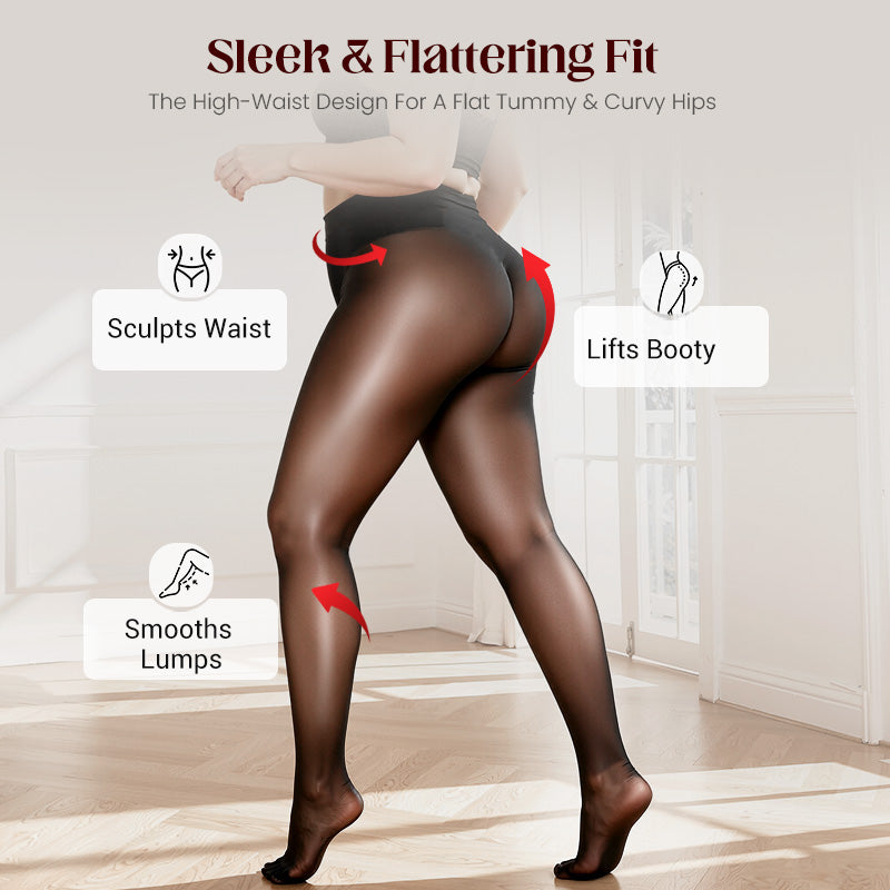 🌸👑 Transparent High-Waisted Shiny Sheer Tights for Women - Sheer & Comfortable
