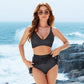 👙🔥Set de bikini pentru femei, cu talie înaltă și decolteu în V