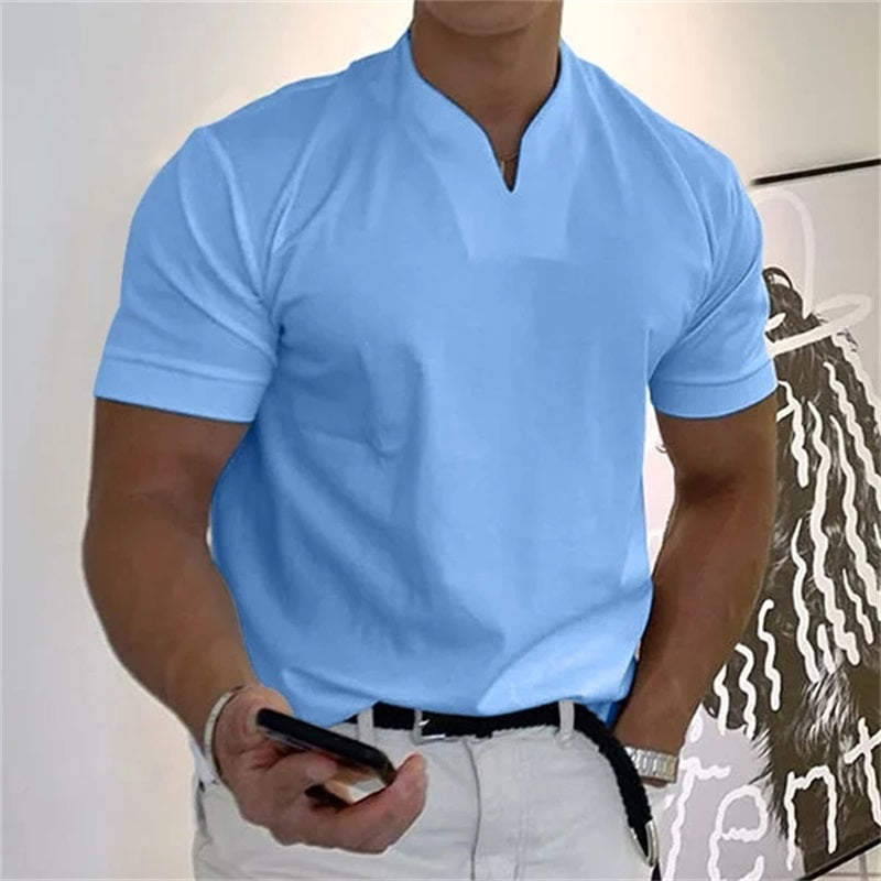 Men Gentlemans Business Short Sleeve Fitness T-shirt-6