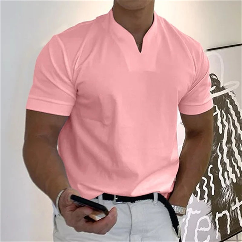 Men Gentlemans Business Short Sleeve Fitness T-shirt-5
