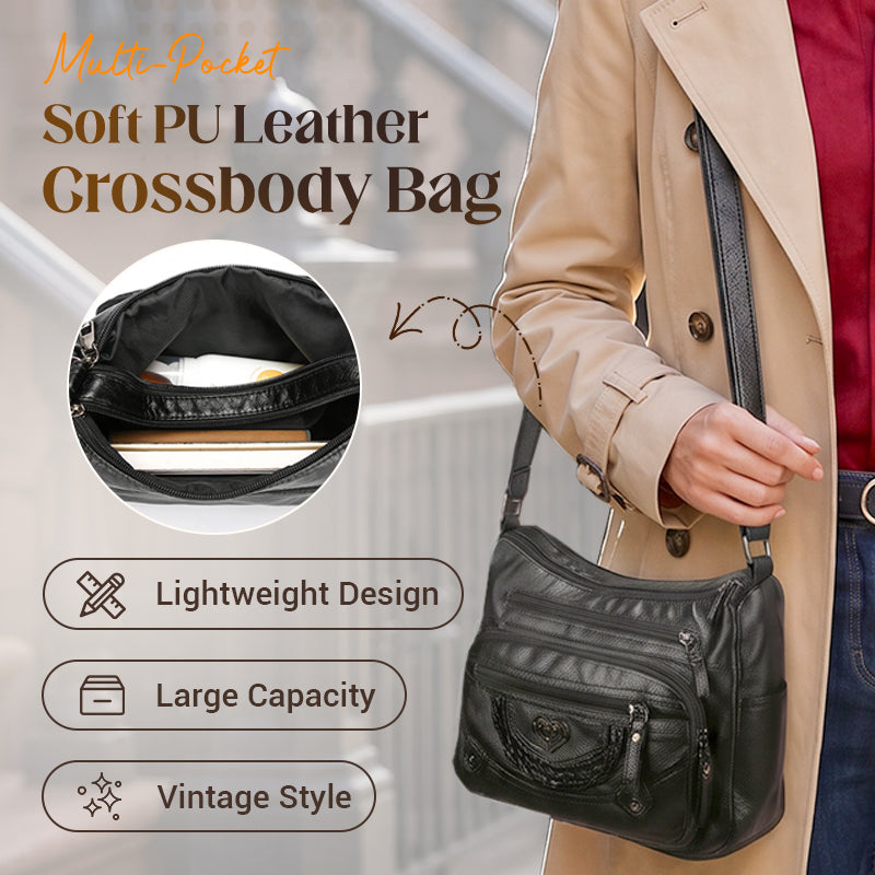 💐50% OFF! 👜Women's Soft PU Crossbody Bag – Multiple Pockets for Perfect Organization