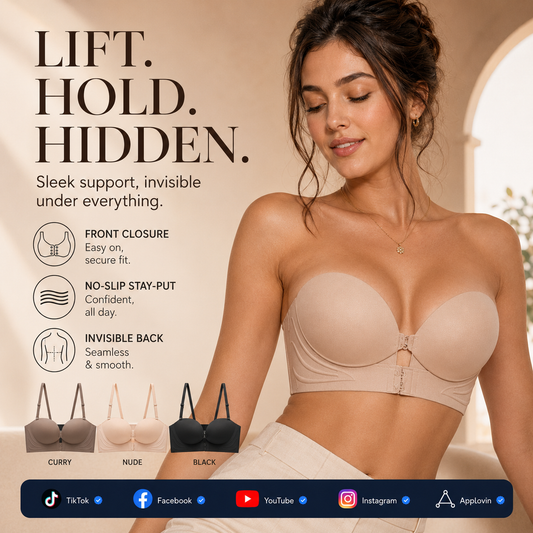 🔥Peste 5.000 de bucăți vândute！！Sutien push-up cu curele invizibile și cataramă frontală