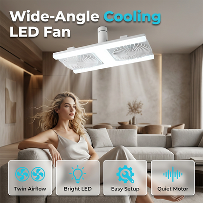 🌀💡Ventilator de tavan cu lumină LED 2-în-1 – Răcire dublă, luminozitate extremă, instalare fără unelte