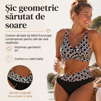 👙Costum de baie două piese pentru femei, talie înaltă, tip bikini