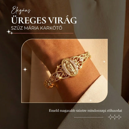 ✨ Brățară elegantă——cu model floral și decupaje, cu Fecioara Maria 💖