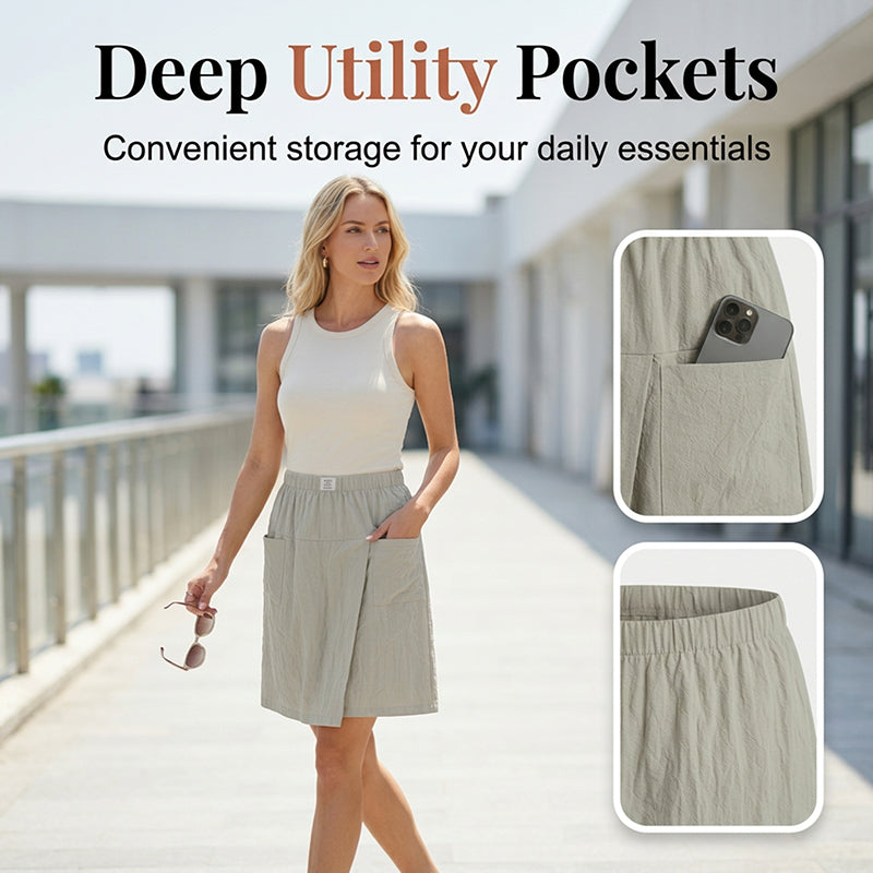Limited-Time⌛🌿 Flattering Asymmetrical Skort with Essential Pockets – Skirt Elegance Meets Shorts Practicality-3