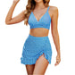 👙🔥Set de bikini pentru femei, cu talie înaltă și decolteu în V