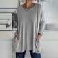 💞 Women's Round Neck Long Sleeve Loose Pocket T-Shirt