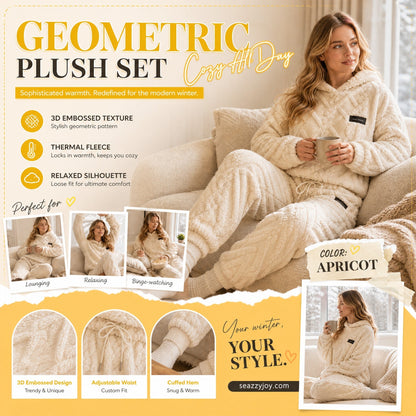 🔥 Embossed Geometric Plush Set – Timeless Comfort & Effortless Style For Every Occasion