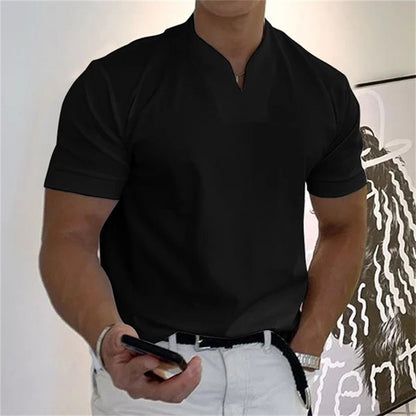 Men Gentlemans Business Short Sleeve Fitness T-shirt-2