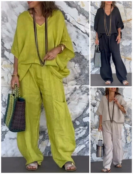 👗 Set din două piese din in și bumbac pentru femei