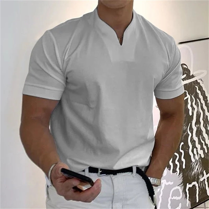 Men Gentlemans Business Short Sleeve Fitness T-shirt-7