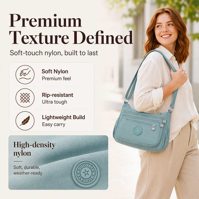👜Lightweight Multi-Pocket Nylon Crossbody Bag – Lightweight, Water-Resistant & Perfect For Everyday Adventures