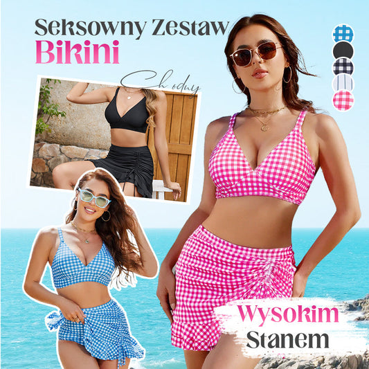 👙🔥Set de bikini pentru femei, cu talie înaltă și decolteu în V