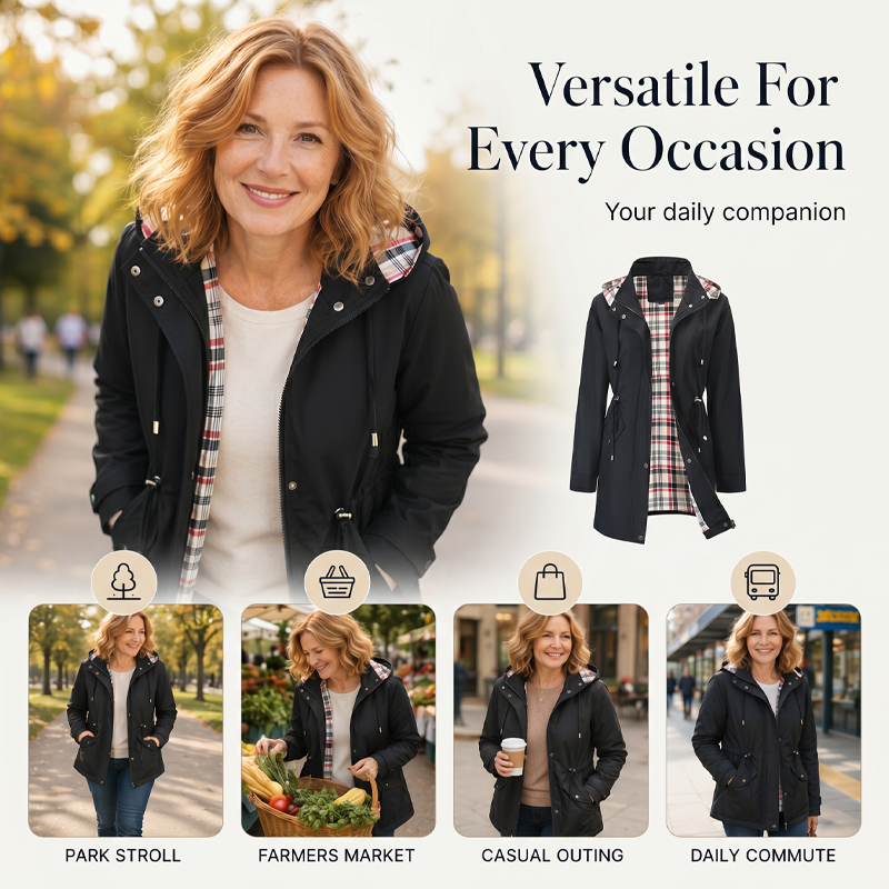 🌧️💧Ultimate Plaid Waterproof Jacket for Women🍃Unleash Style and Durability in Any Storm!