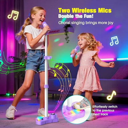 🎁🎄 🎤✨Joc cu microfon retractabil, joc cu mașină de karaoke cu lumină