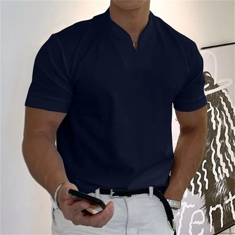 Men Gentlemans Business Short Sleeve Fitness T-shirt-1