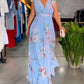 Rochie elegantă fără mâneci cu imprimeu floral și decolteu ascuțit