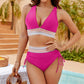 ⛱️ S-4XL 🌺 Seturi de bikini color block cu talie înaltă pentru modelarea burticii 🌈👙
