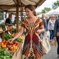 Rochie cu mânecă scurtă cu flori pentru femei
