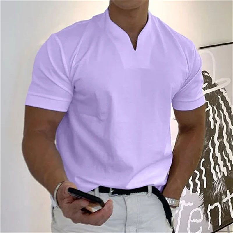 Men Gentlemans Business Short Sleeve Fitness T-shirt-4