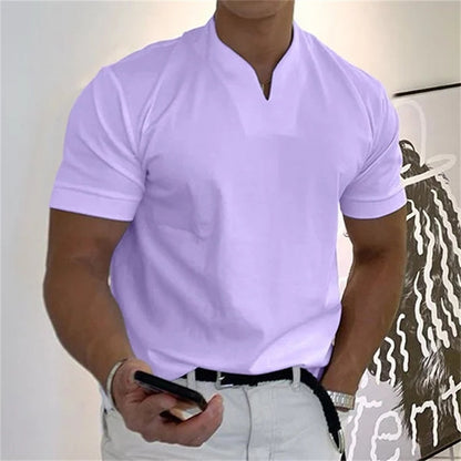 Men Gentlemans Business Short Sleeve Fitness T-shirt-4