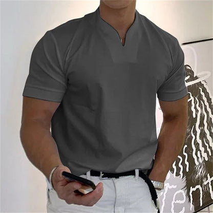 Men Gentlemans Business Short Sleeve Fitness T-shirt-3