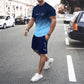 😎Set de tricou și pantaloni scurți pentru bărbați, cu efect de degrade