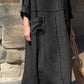 🔥Casual respirabil culoare solidă rotund gât rochie