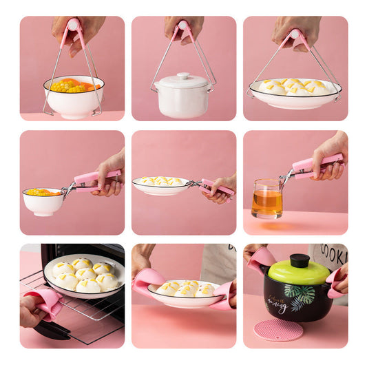 🍲Reducere de 50%!!  🔥Peste 5.000 de bucăți vândute!! ✨ Clește de bucătărie pentru protecție împotriva arsurilor — oțel inoxidabil + silicon + PP — reglabil și rezistent la căldură