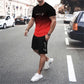 😎Set de tricou și pantaloni scurți pentru bărbați, cu efect de degrade