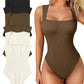 💟Sexy cu nervuri, cu bretele, cu gât pătrat, fără mâneci și fără burtă, pentru controlul burticii Body-uri🩱✨