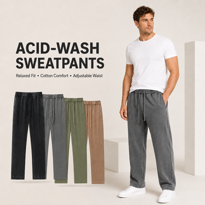 💪Joggeri bărbătești din bumbac cu efect acid 👖 Aspect uzat, senzație moale ca un nor – Noua ta uniformă de weekend ✨