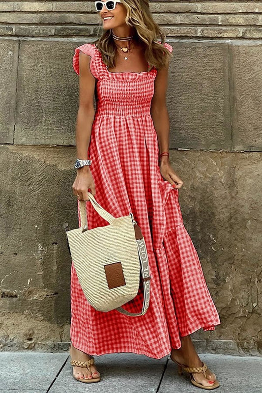 Femei Vintage Plaid Clashing Rochii