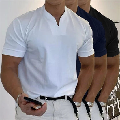 Men Gentlemans Business Short Sleeve Fitness T-shirt-8