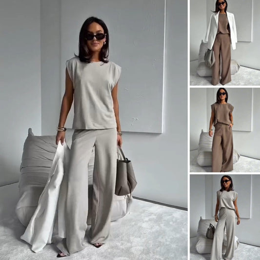 💖Set din două piese pentru femei format din tricou și pantaloni largi