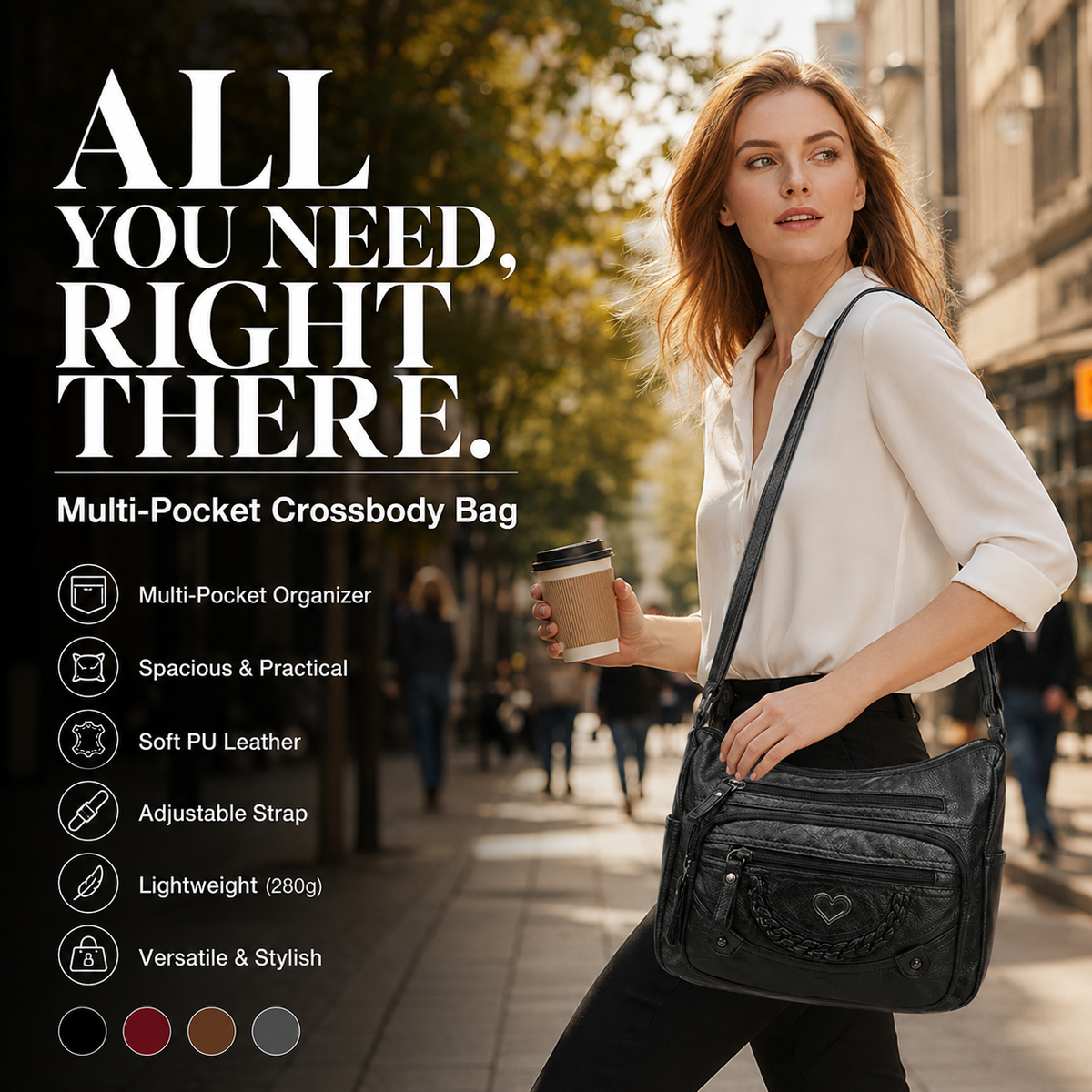 💐50% OFF! 👜Women's Soft PU Crossbody Bag – Multiple Pockets for Perfect Organization