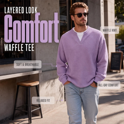 ✨💖Black Friday Mega Deal – 50% off!💖Men's Layered-Look Waffle T-Shirt | Comfortable everyday style with elegant texture 👚