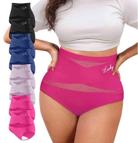 🌸 Last day – Buy 2, get 1 free ✨ Plus-size high-waisted panties with crisscross tummy control