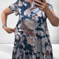 🌸Rochie florală cu mânecă scurtă, cu gât rotund, lejeră🌟