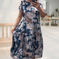 🌸Rochie florală cu mânecă scurtă, cu gât rotund, lejeră🌟