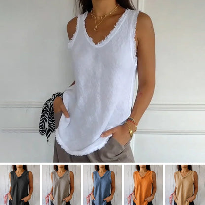 🔥🔥🔥💝Tricou fără mâneci din in și bumbac pentru femei🥰💐