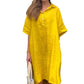 Rochie de culoare solidă din bumbac și in