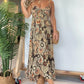Femei Sexy Spaghete curea florale imprimare rochie lungă